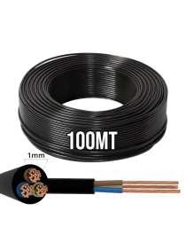 100mt Cavo Elettrico nero H05VV-F 3x1.0 Flessibile PVC 300/500V Cavo bipolare per Elettrodomestici, Prolunghe e Uso Domestico