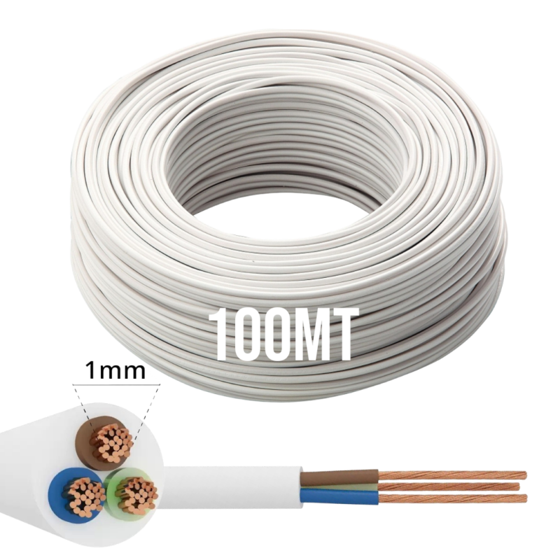 100mt Cavo bianco piattina 2x0,75 elettrodomestico