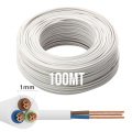 100mt Cavo Elettrico bianco H05VV-F 3x1.0 Flessibile PVC 300/500V Cavo bipolare per Elettrodomestici, Prolunghe e Uso Domestico
