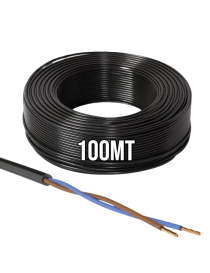 100mt Cavo Elettrico nero H05VV-F 2x1.50 Flessibile PVC 300/500V Cavo bipolare per Elettrodomestici, Prolunghe e Uso Domestico