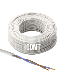 100mt Cavo Elettrico bianco H05VV-F 2x1.50 Flessibile PVC 300/500V Cavo bipolare per Elettrodomestici, Prolunghe e Uso Domestico