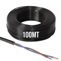 100mt Cavo Elettrico nero H05VV-F 2x1.00 Flessibile PVC 300/500V Cavo bipolare per Elettrodomestici, Prolunghe e Uso Domestico