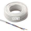 100mt Cavo Elettrico bianco H05VV-F 2x1.00 Flessibile PVC 300/500V Cavo bipolare per Elettrodomestici, Prolunghe e Uso Domestico
