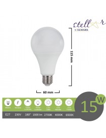 Lampadina led bulbo A60 E27 15w attacco grande sfera basso consumo luce fredda naturale calda