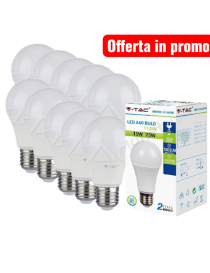 10 PEZZI V-TAC Lampadina led bulbo 11w A60 attacco grande E27 opaco luce fredda naturale calda