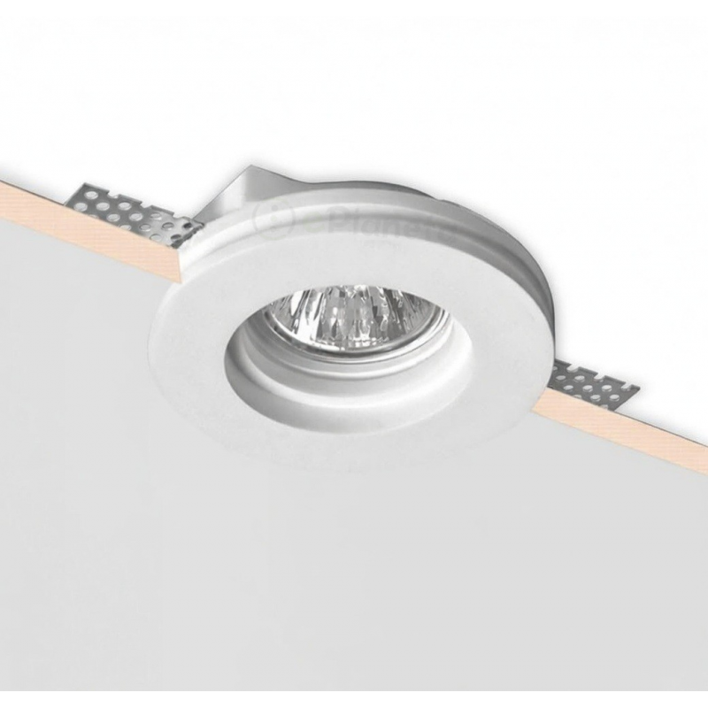 Portafaretto rotondo in gesso a scomparsa da incasso controsoffitto per lampadine led GU10