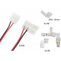 Connettori angolari striscia led 2 pin 10mm per strip led smd 5050 clip cavo