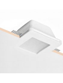 Portafaretto in gesso quadrato con vetro da incasso a scomparsa controsoffitto per faretti led GU10