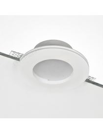 Portafaretto rotondo in gesso con vetro da incasso a scomparsa controsoffitto per faretti led GU10