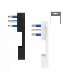 Spina elettrica volante nero bianco 10A 2P/T S17 salva spazio piatta reversibile uscita cavo assiale 250V per prolunga