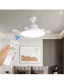 Ventilatore a lampadario led da soffitto attacco E27 con telecomando luce dimmerabile calda naturale bianca 3 velocità