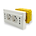 Multipresa a parete da incasso compatibile con cassetta 503 2 presa schuko e 2 presa bipasso placca 4 prese bianco