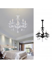 Lampadario sospeso classico con cristalli a 5 luci E14 design vintage pendente nero bianco cucina camera salotto