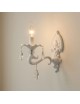 Applique a candelabro classico vintage attacco E14 nero bianco con cristalli pendenti lampada da parete