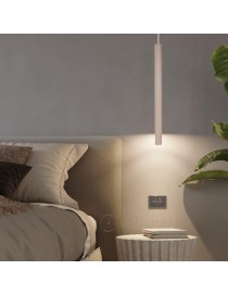Lampada a sospensione LED cilindro sottile 50 cm sabbia tortora lampadario moderno per cucina comodino bagno camera da letto