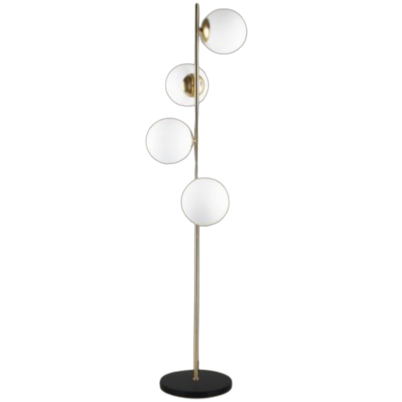 Lampada da terra con 4 sfere oro argento nero in vetro bianco piantana design moderno per salotto camera
