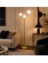 Lampada da terra Oro con 3 sfere in vetro bianco piantana design moderno per salotto camera