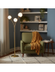 Lampada da terra Oro con 3 sfere in vetro bianco piantana design moderno per salotto camera