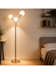 Lampada da terra Oro con 3 sfere in vetro bianco piantana design moderno per salotto camera