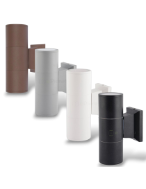 Applique da parete a cilindro per esterno luce sopra e sotto con attacco GU10 nero bianco grigio marrone
