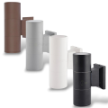 Applique da parete a cilindro per esterno luce sopra e sotto con attacco GU10 nero bianco grigio marrone