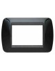 Placca compatibile con Living International Nero lucido 3 4 7 posti supporti L4703 LN4703