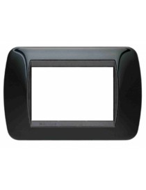 Placca compatibile con Living International Nero lucido 3 4 7 posti supporti L4703 LN4703