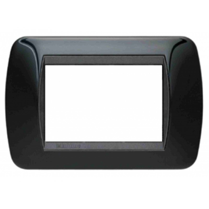 Placca compatibile con Living International Nero lucido 3 4 7 posti supporti L4703 LN4703