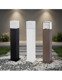 Lampione da giardino per esterno attacco lampadina E27 lampioncino moderno nero bianco marrone IP44 rettangolare
