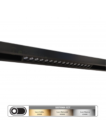 Faretto proiettore lineare barra led cob 16W nero magnetico per binario monofase 48V luce calda naturale bianca