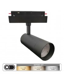 Faretto proiettore led 20W nero magnetico orientabile per binario 48V direzionabile luce calda naturale bianca