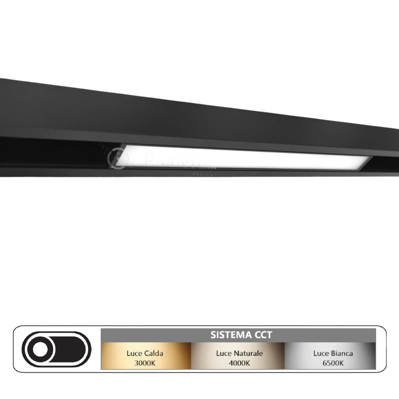 Faretto proiettore a barra lineare led 14W nero magnetico copertura opaca per binario monofase 48V luce calda naturale bianca