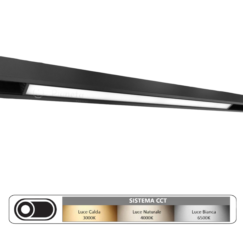 Faretto proiettore a barra lineare led 20W nero magnetico copertura opaca per binario 48V luce calda naturale bianca