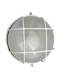 Plafoniera da esterno rotondo bianco E27 in vetro con griglia rete protettiva lampada tartaruga industriale