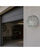 Plafoniera da esterno rotondo bianco E27 in vetro con griglia rete protettiva lampada tartaruga industriale