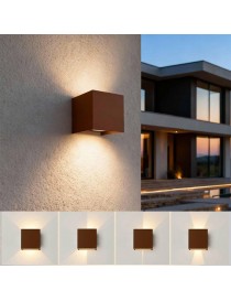 Applique da perete led per esterno a cubo marrone 12W fascio luce regolabile lampada per balcone giardino ingresso