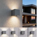 Applique da perete led per esterno a cubo grigio 12W fascio luce regolabile lampada per balcone giardino ingresso
