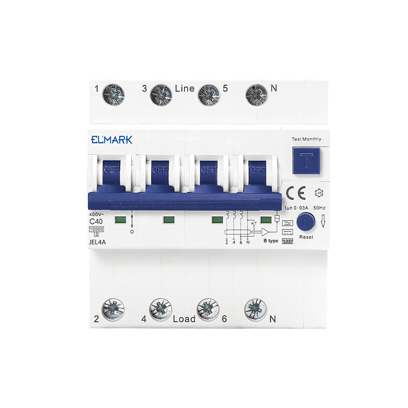 Interruttore Magnetotermico Differenziale RCBO Elettronico JEL4A 6kA 2P 30mA per Guida DIN