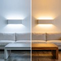 Applique da parete LED 15W tortora sabbia bianco lampada moderna rettangolare con luce sopra e sotto per interni
