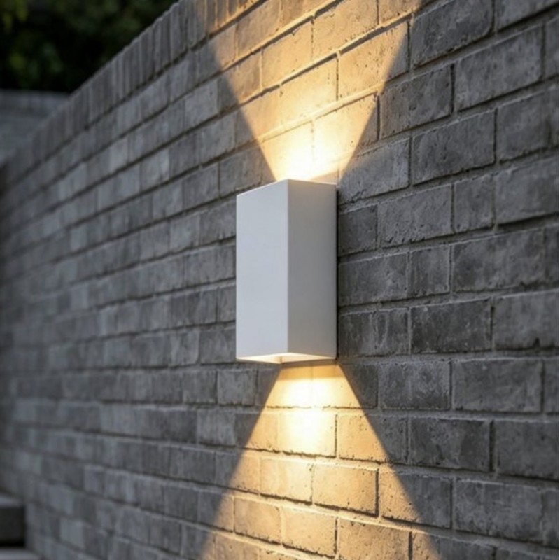 Applique led 10W bianco nero per esterno lampada da parete rettangolare luce sopra e sotto regolabile per balcone giardino 