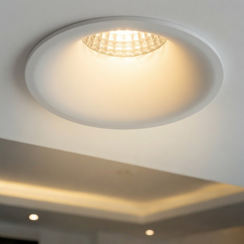 Portafaretto a cono tondo nero e bianco fisso per lampadina led GU10 foro Ø 75 mm