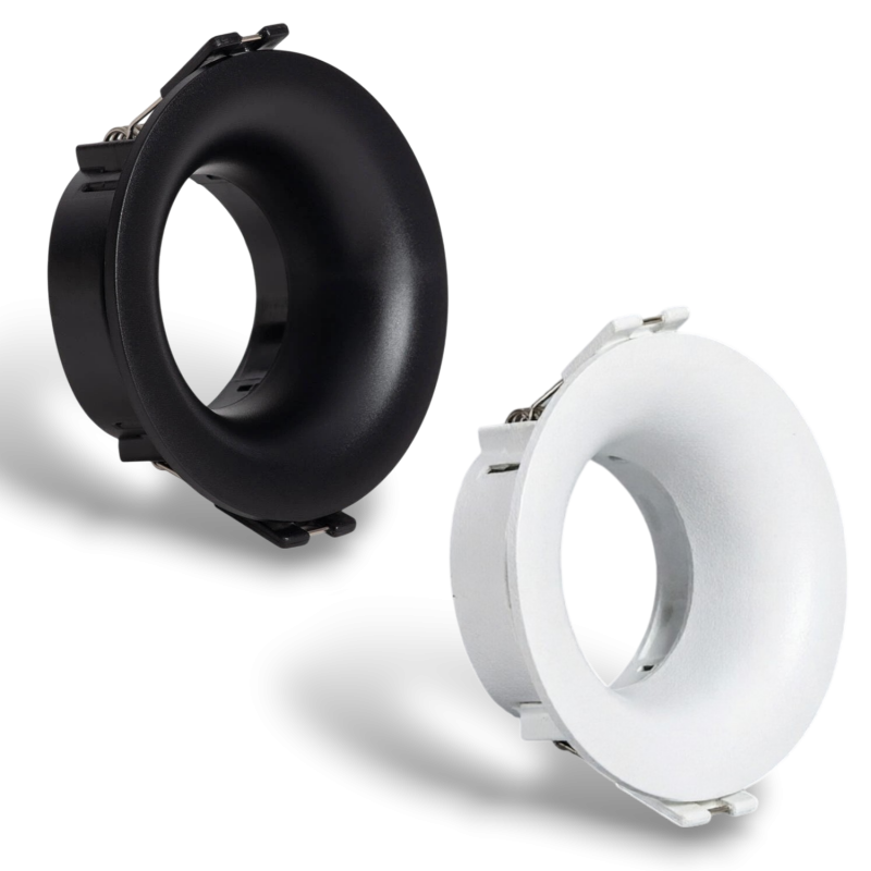 Portafaretto a cono tondo nero e bianco fisso per lampadina led GU10 foro Ø 75 mm