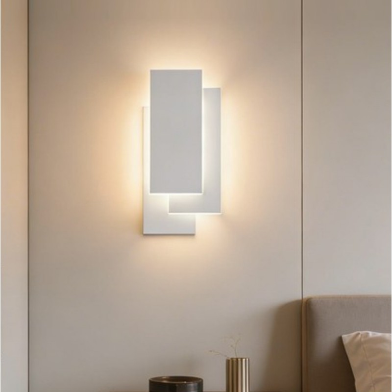 Applique da parete led rettangolare bianco lampada luce fredda naturale calda design moderno