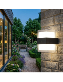 Applique da parete per esterno led 10W nero doppia luce sopra e sotto lampada rettangolare moderno balcone terrazzo giardino