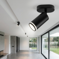Faretto proiettore nero con attacco GU10 lampada orientabile da soffitto parete a cilindro