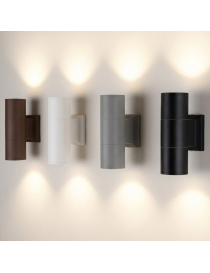 Applique da parete a cilindro per esterno luce sopra e sotto con attacco GU10 nero bianco grigio marrone