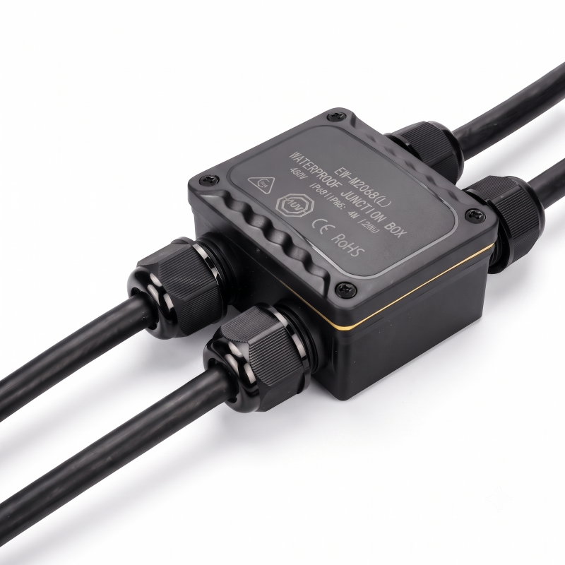 Scatola di giunzione impermeabile IP68 connettore stagno a 4 vie con morsettiera da esterno per cavi elettrici da giardino