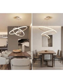 Lampadario sospeso led 100w 3 cerchi pendente cerchio rotondo con anelli bianco design moderno per camera salotto