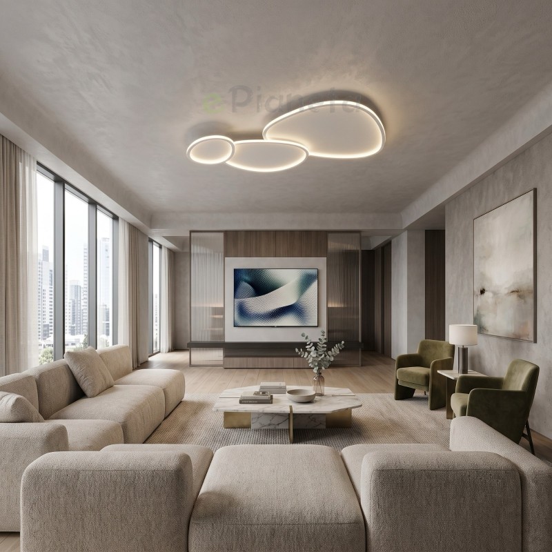 Plafoniera LED da soffitto moderna 100W lampadario ad anelli ovali Bianco lampada luminosa per soggiorno camera da Letto
