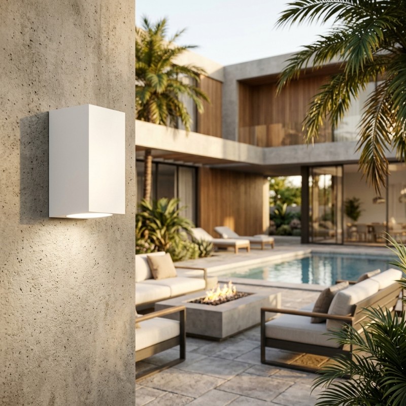 Applique da esterno GU10 rettangolare luce su e giù lampada segnapasso da parete moderna per giardino balcone